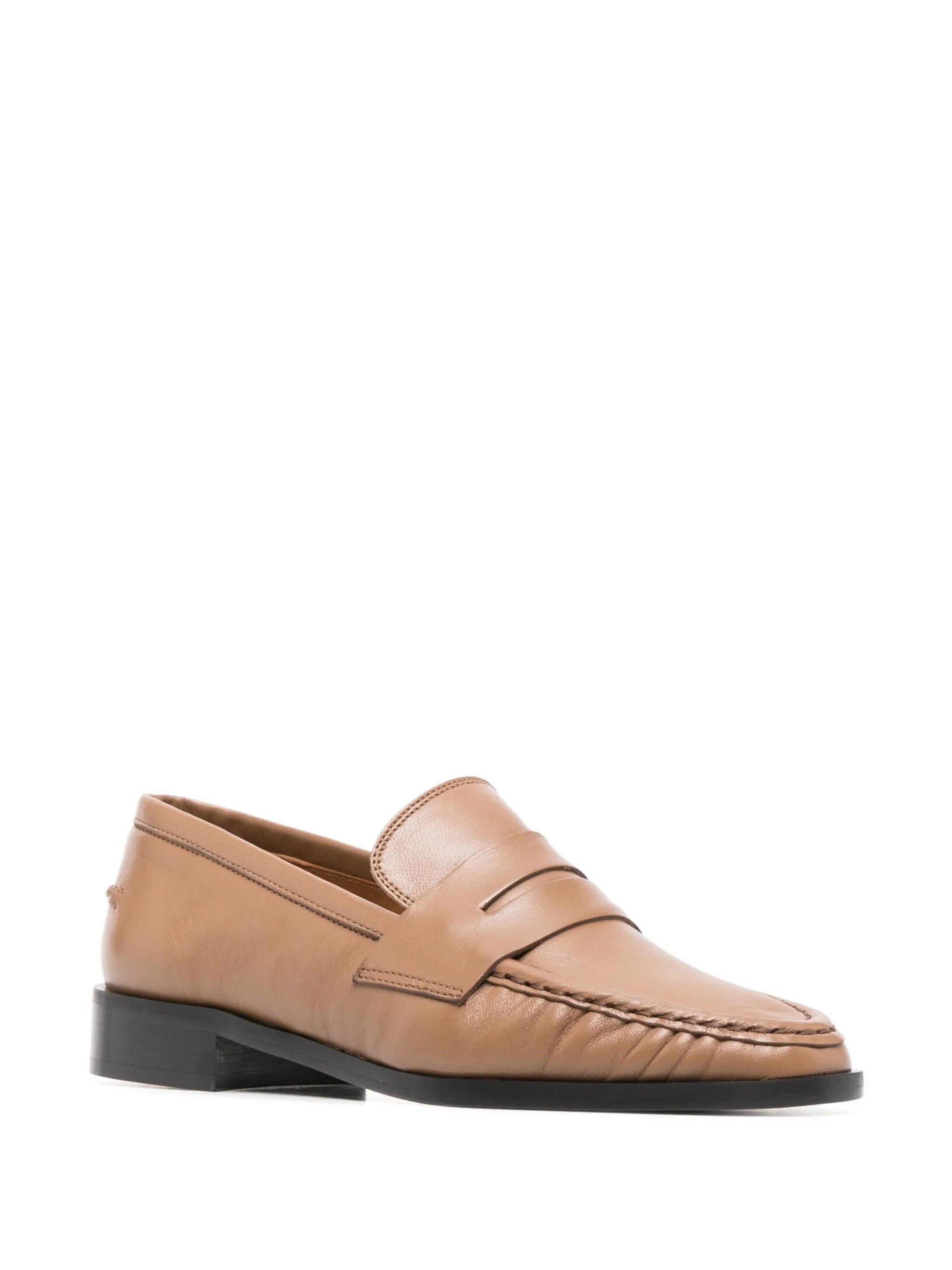 round-toe polished-finish loafers