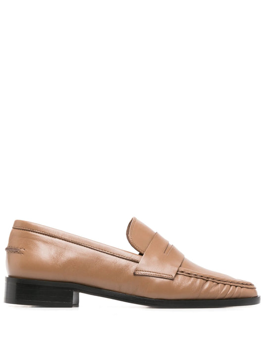 round-toe polished-finish loafers