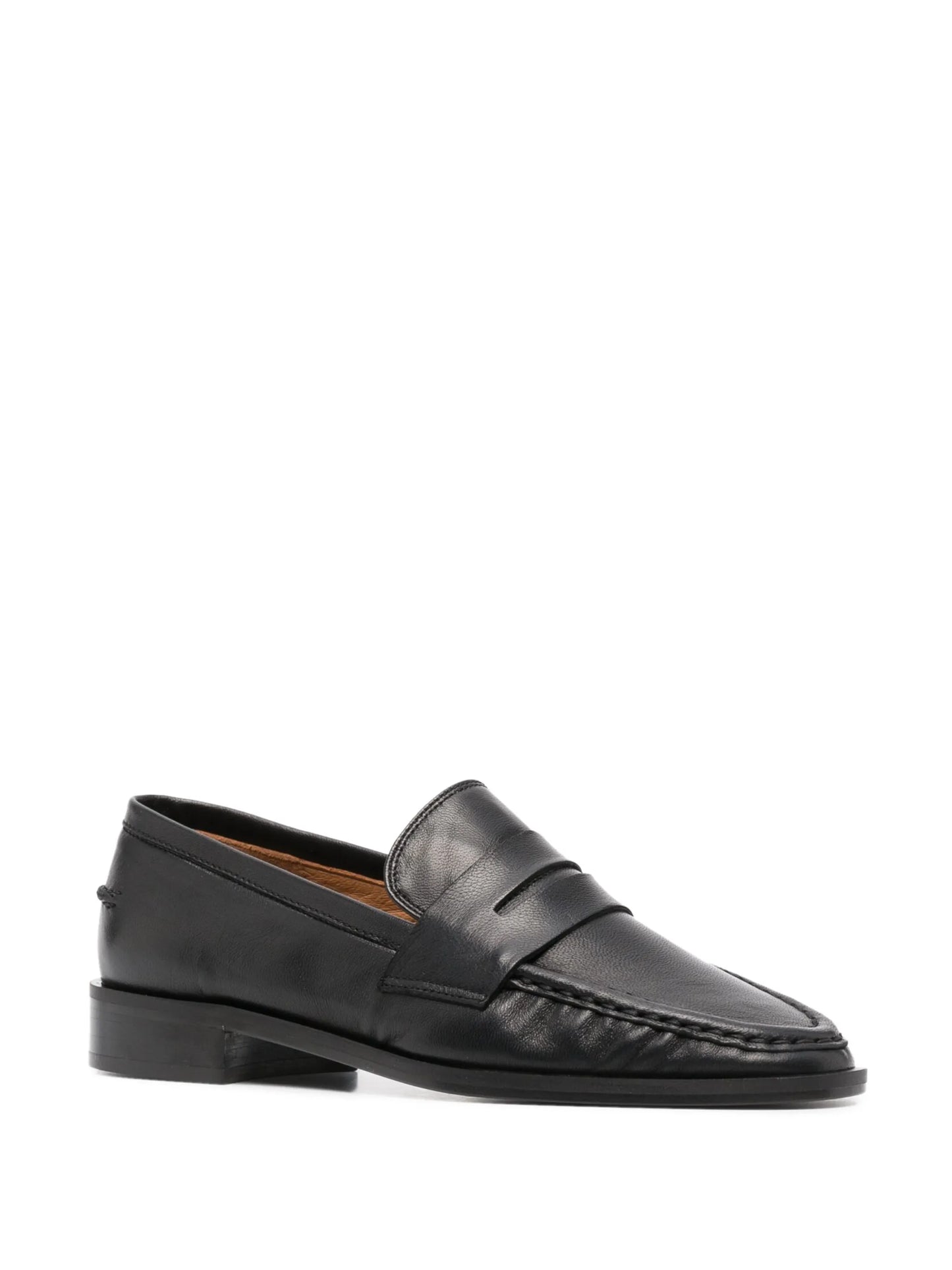 round-toe polished-finish loafers