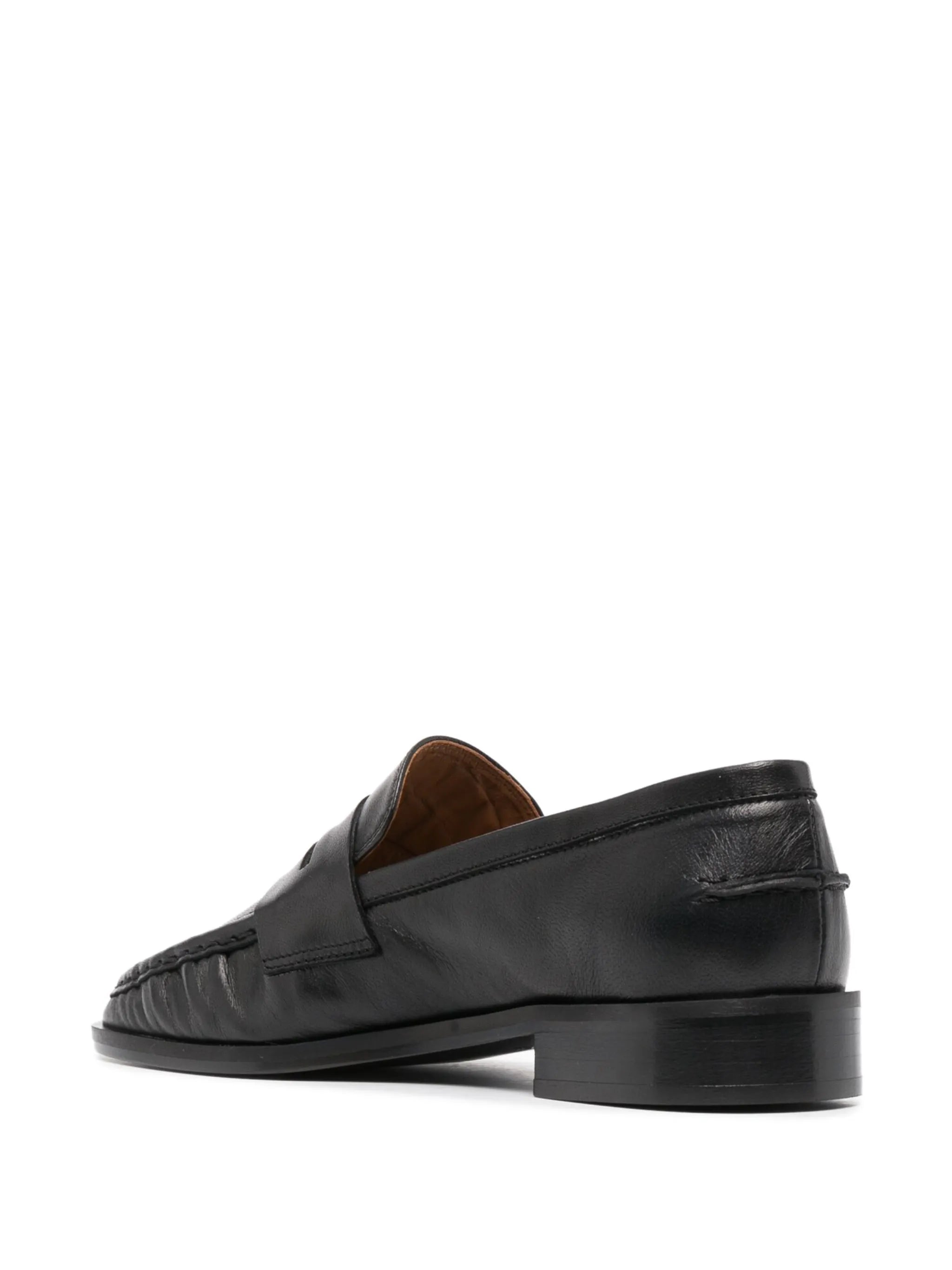 round-toe polished-finish loafers