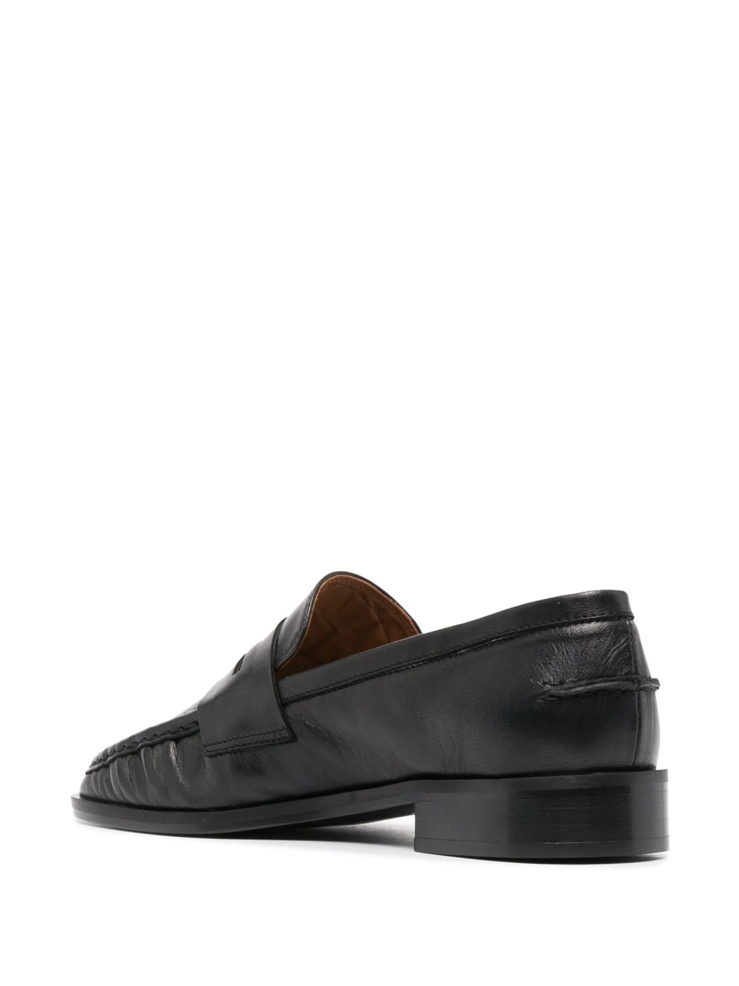 round-toe polished-finish loafers