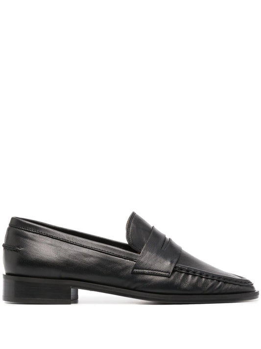round-toe polished-finish loafers