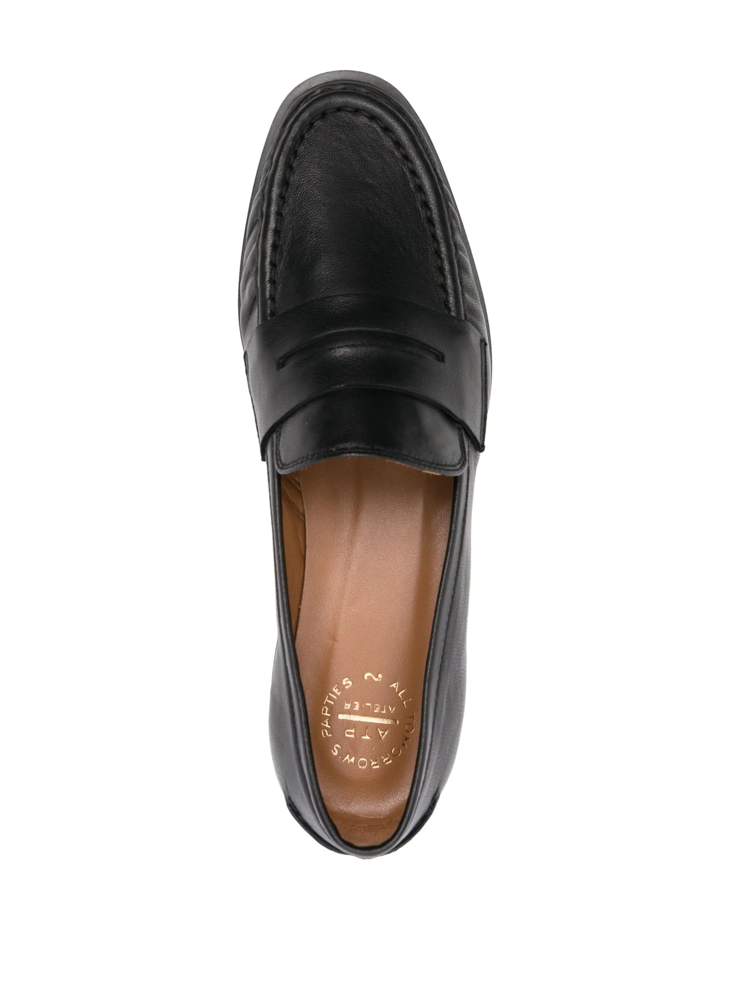 round-toe polished-finish loafers