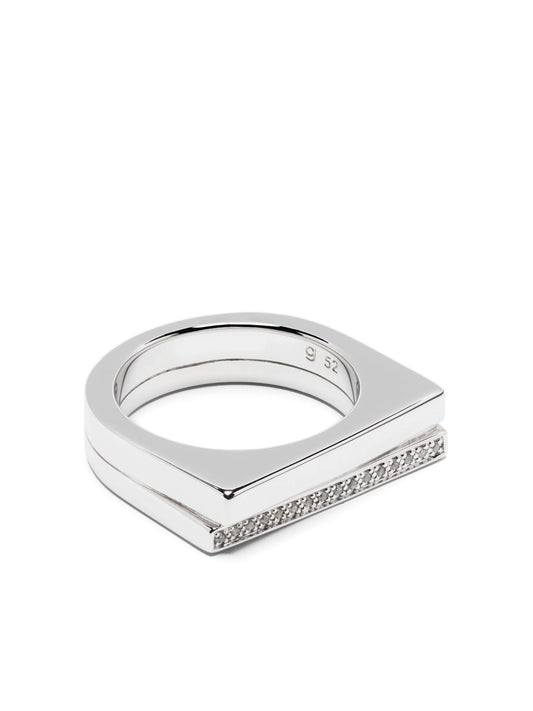 crystal-embellished sterling-silver ring