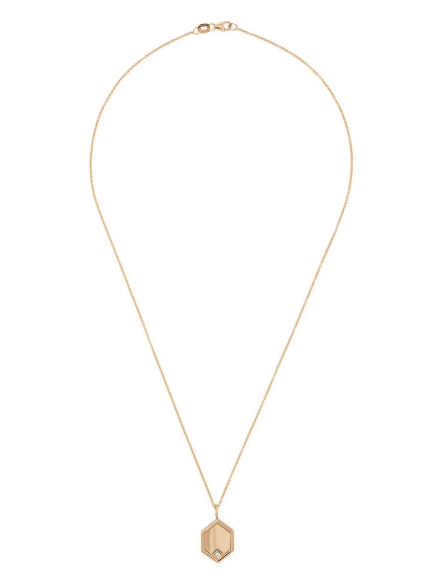 18kt yellow gold Hexagon charm diamond necklace
