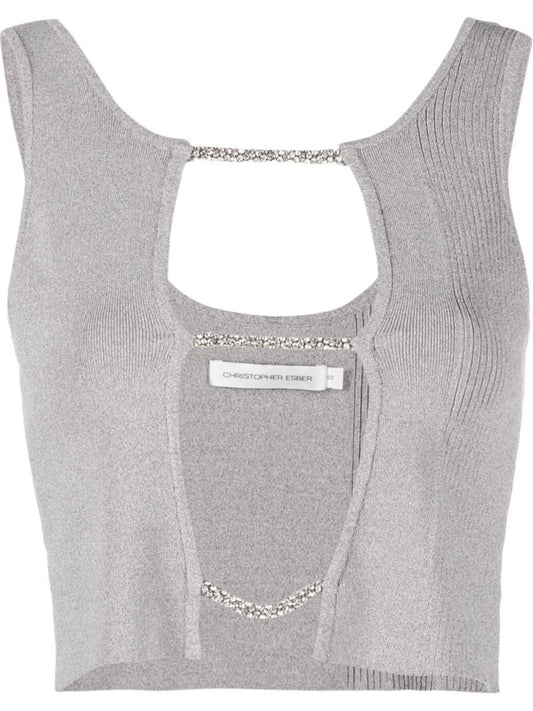 crystal-embellished knitted tank top