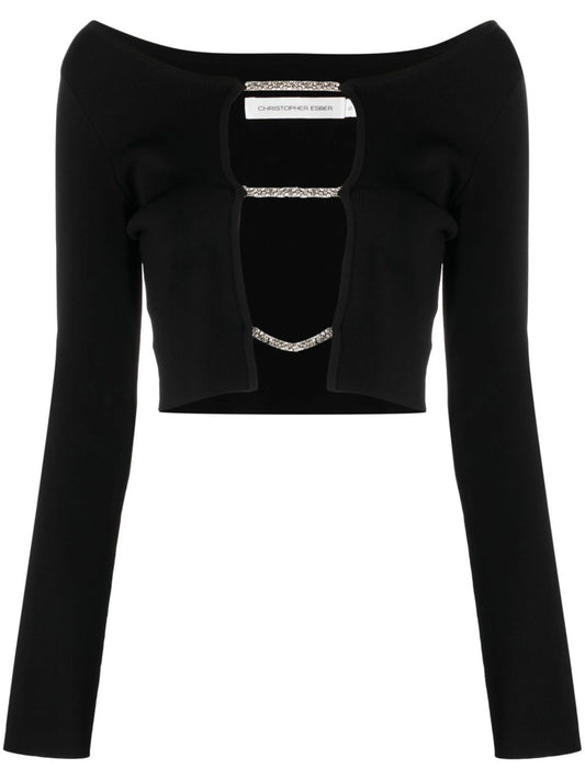 crystal-embellished strap-detail top