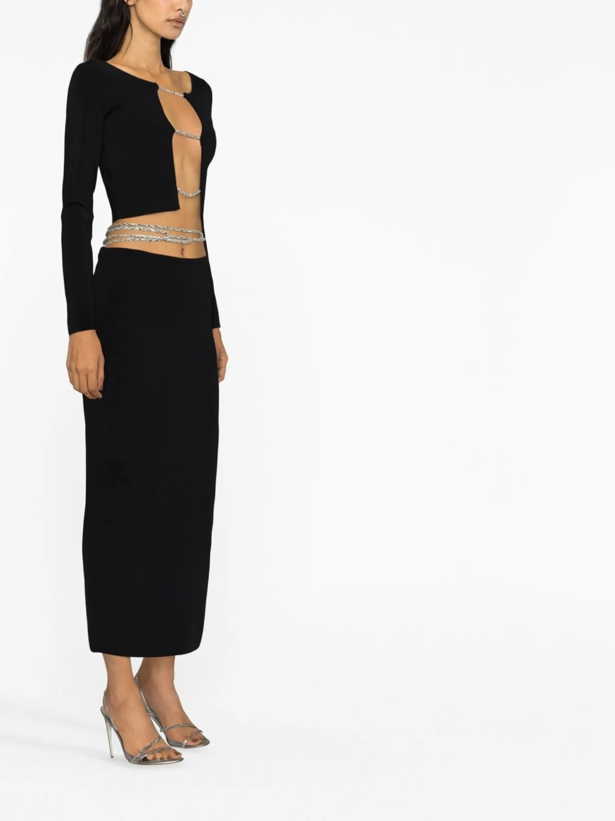 crystal-embellished strap-detail top