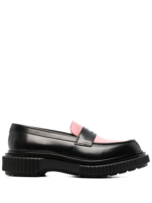 two-tone leather loafers