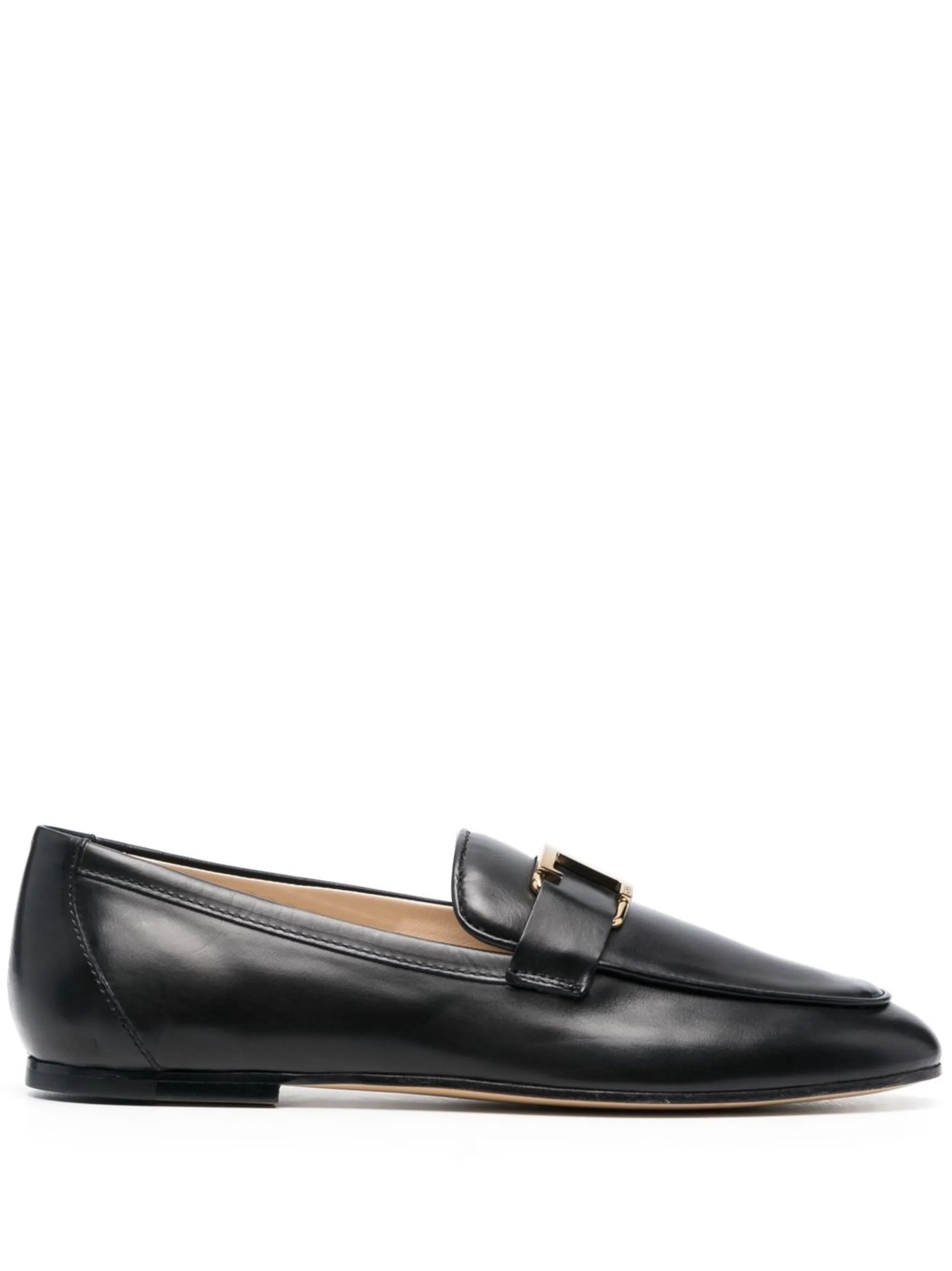 T-logo leather loafers