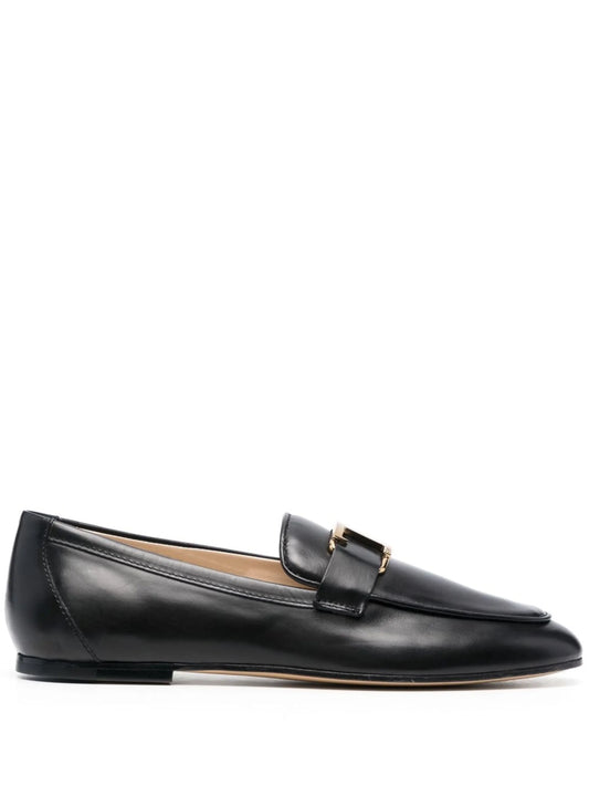 T-logo leather loafers