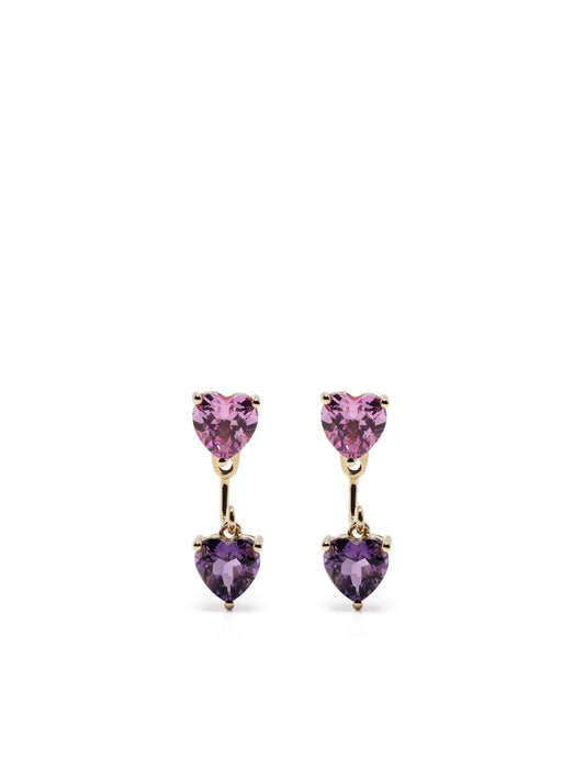 9kt yellow gold Multi Coeurs drop earrings