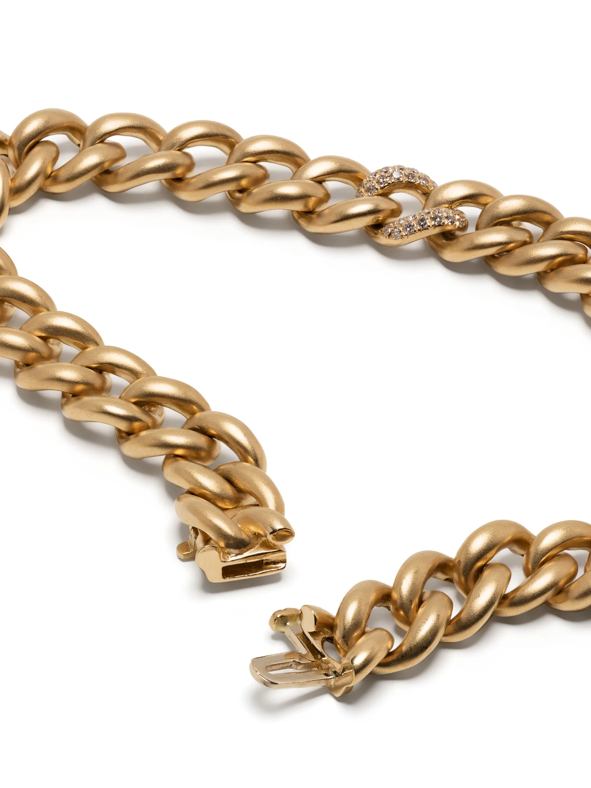 18K yellow gold single pavé matte chain bracelet