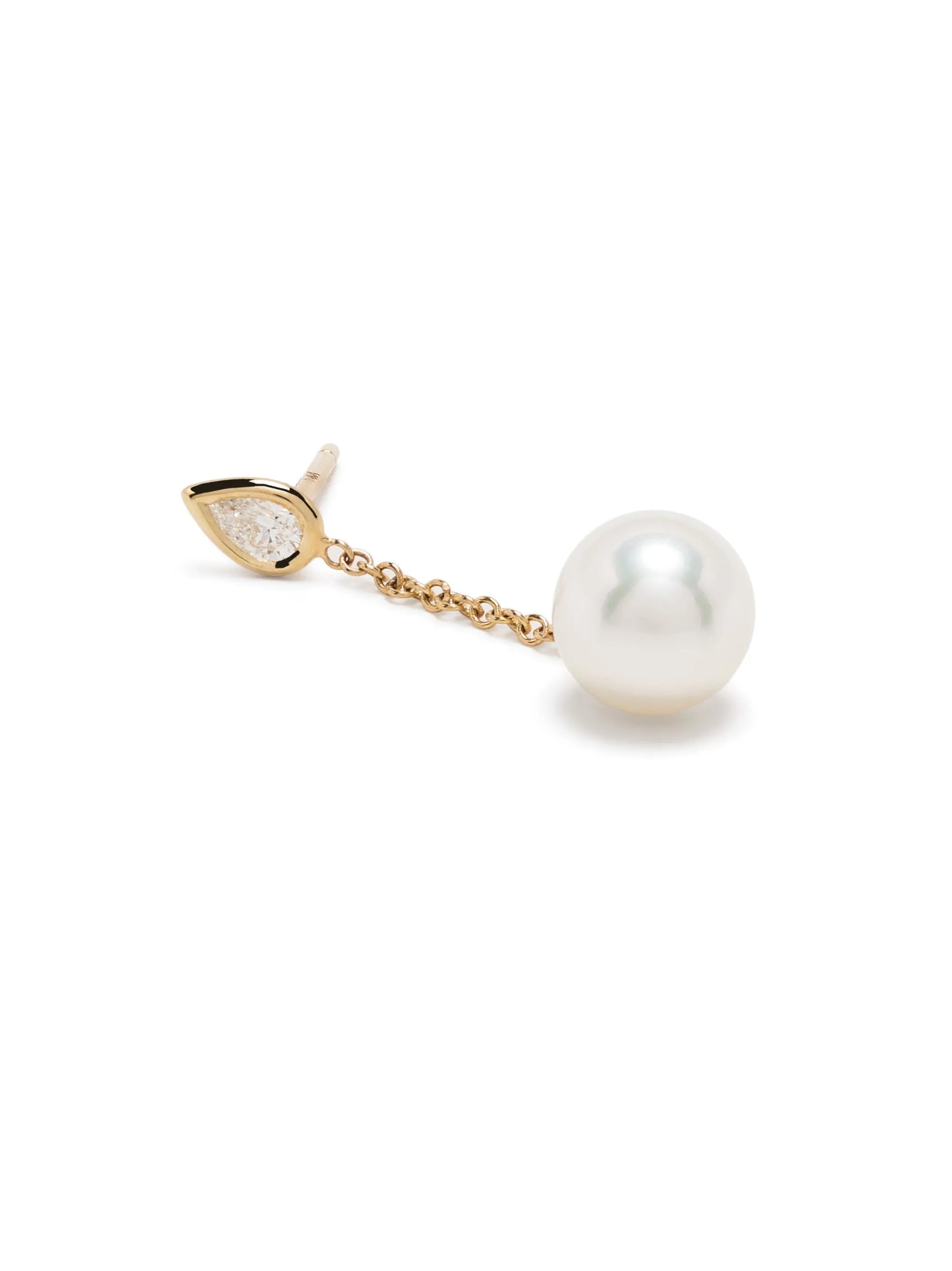 14kt yellow gold diamond and pearl drop earrings