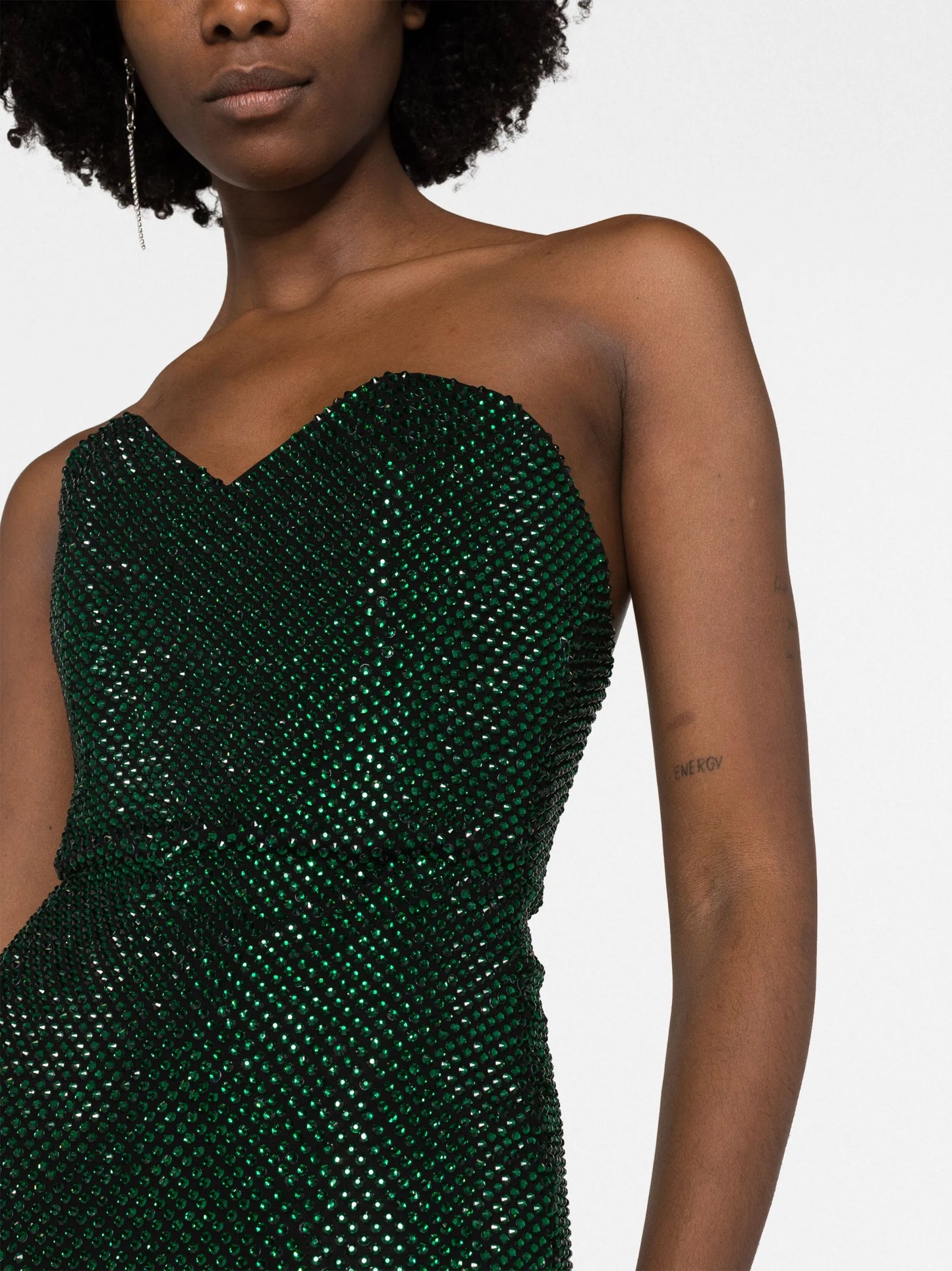 crystal-embellished strapless maxi dress