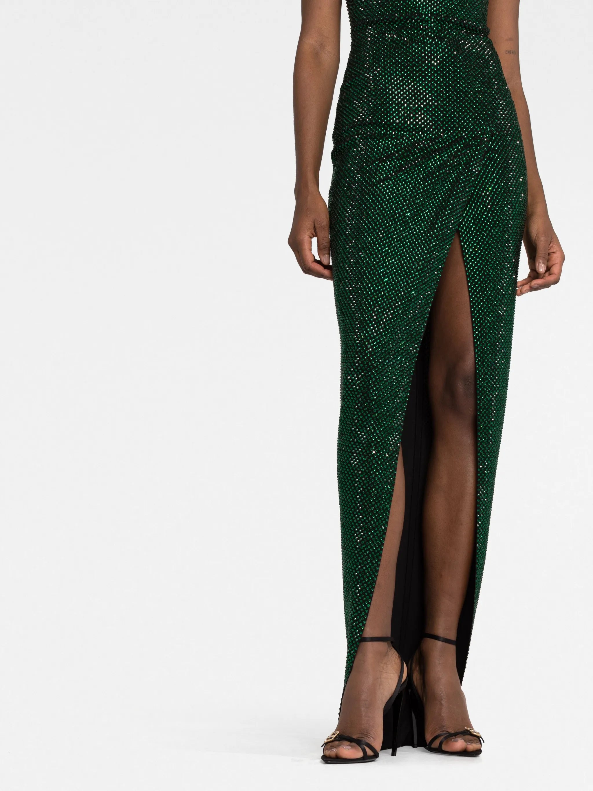 crystal-embellished strapless maxi dress