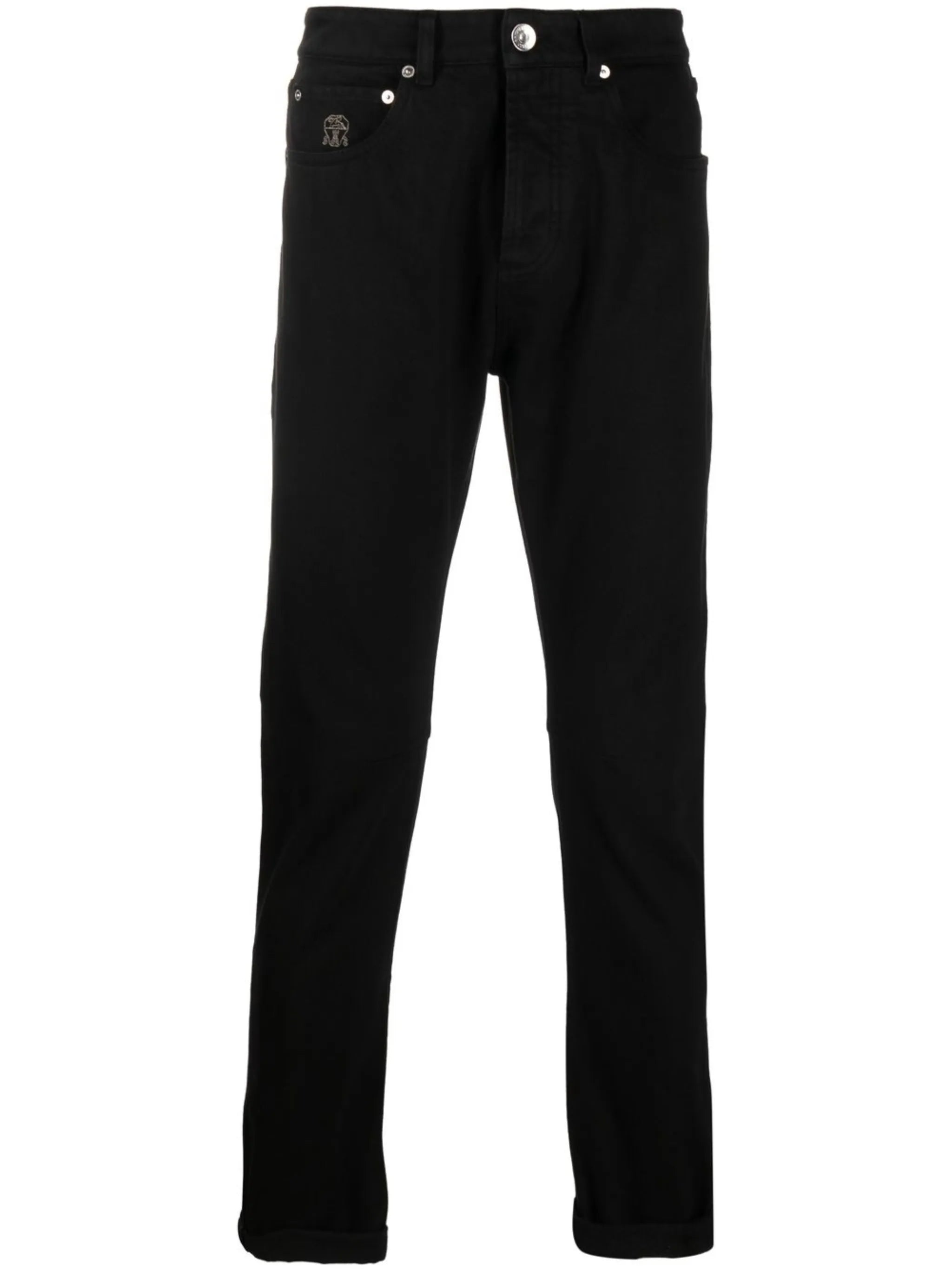 dark-wash slim-cut jeans