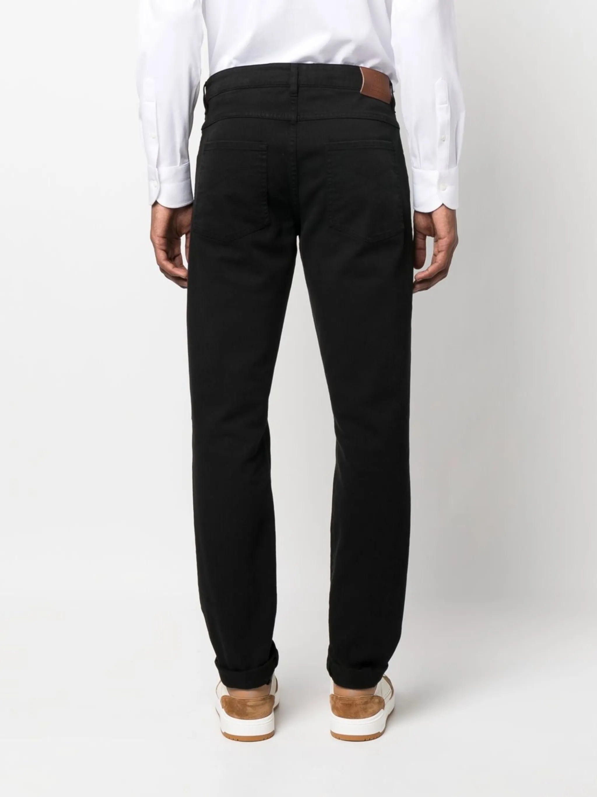 dark-wash slim-cut jeans