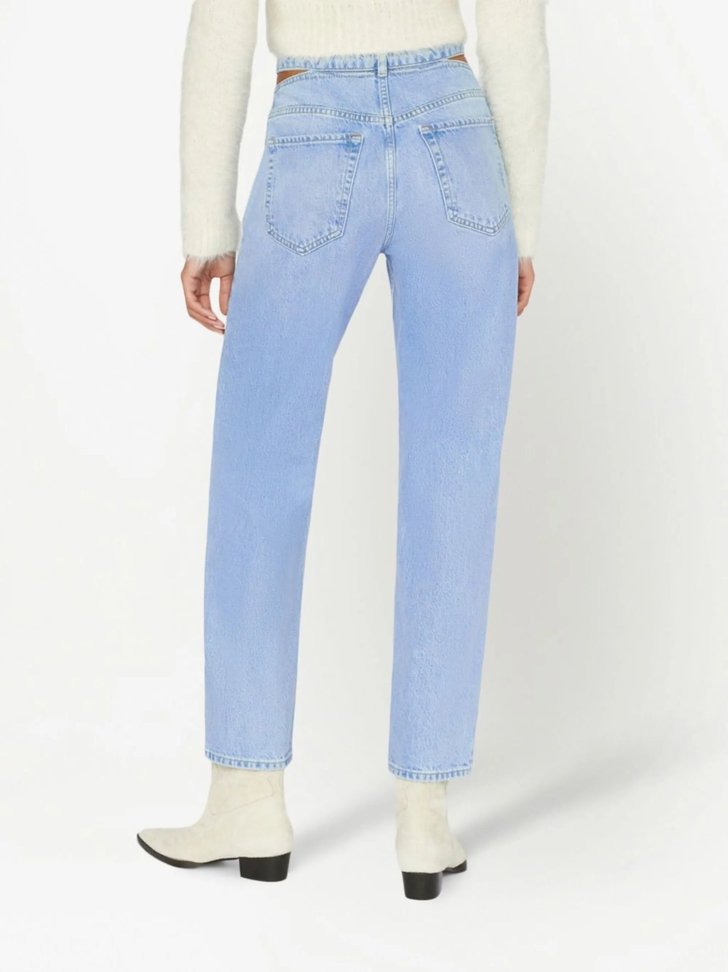 cut-out straight-leg jeans
