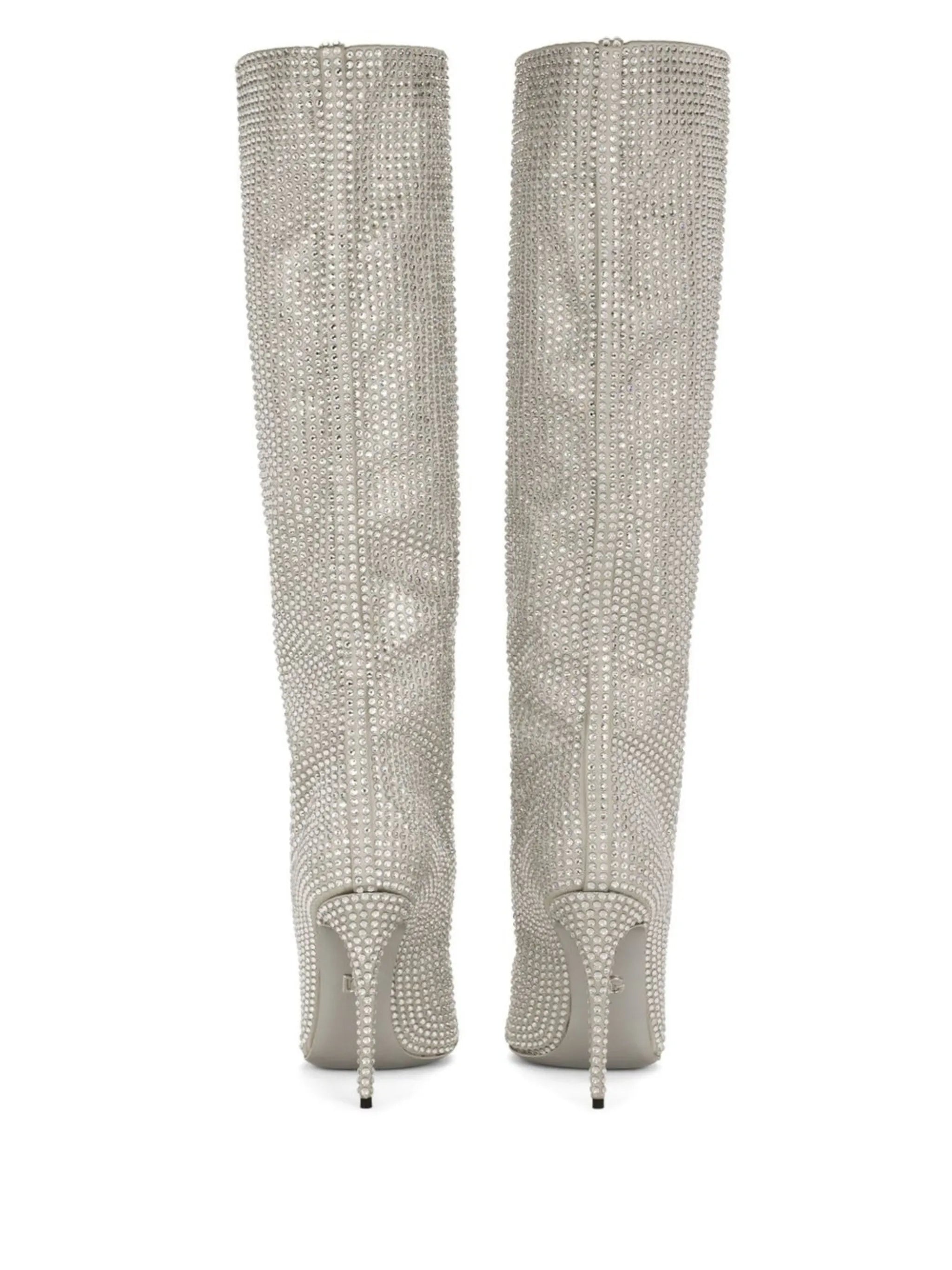 KIM DOLCE&GABBANA rhinestone-embellished satin boots