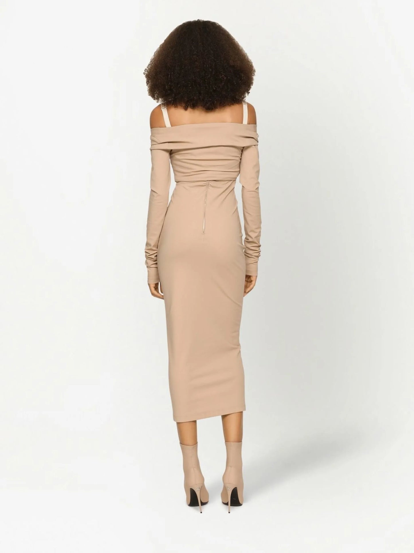 KIM DOLCEGABBANA number patch off-shoulder dress