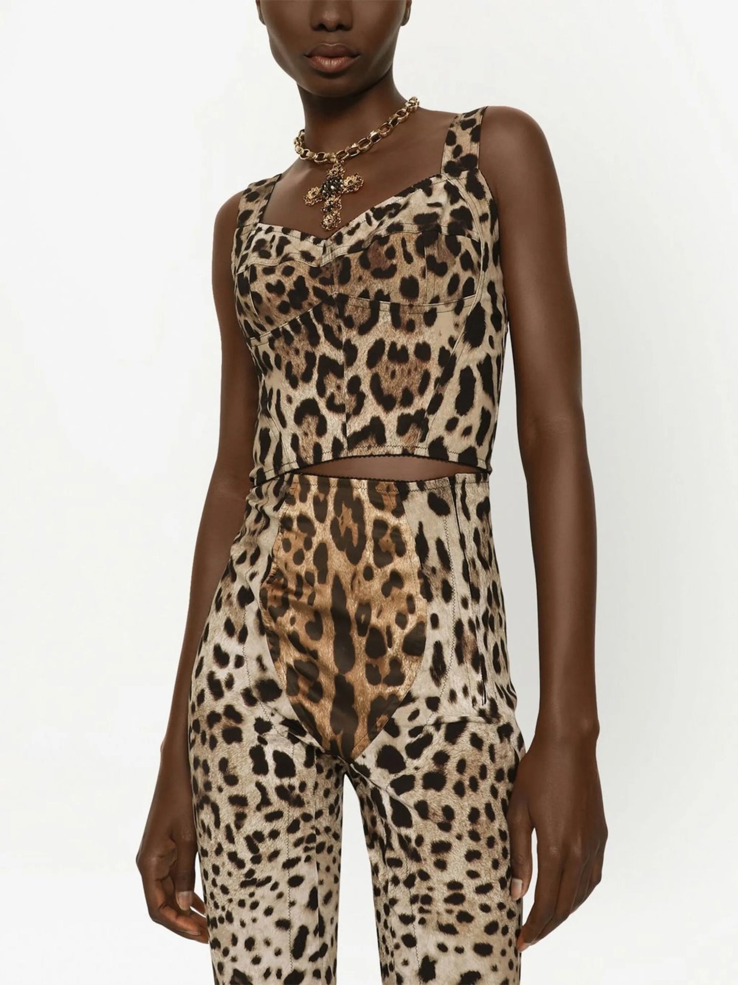 KIM DOLCEGABBANA leopard-print corset top