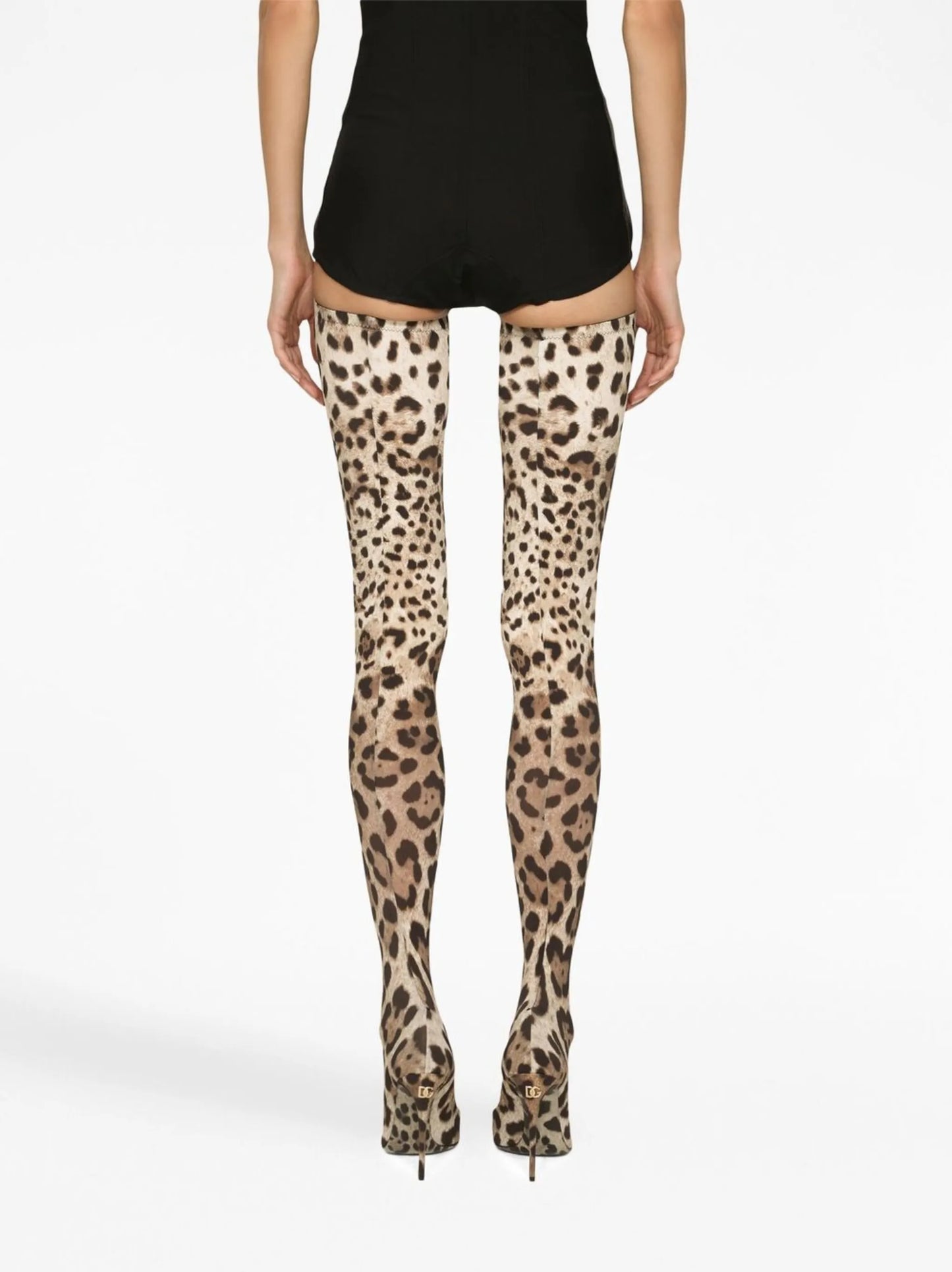 KIM DOLCEGABBANA leopard-print thigh-high boots
