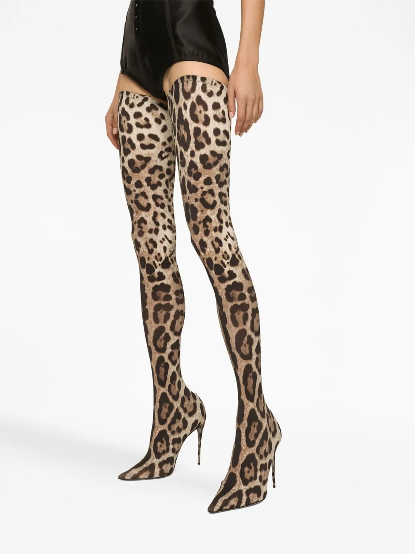 KIM DOLCEGABBANA leopard-print thigh-high boots