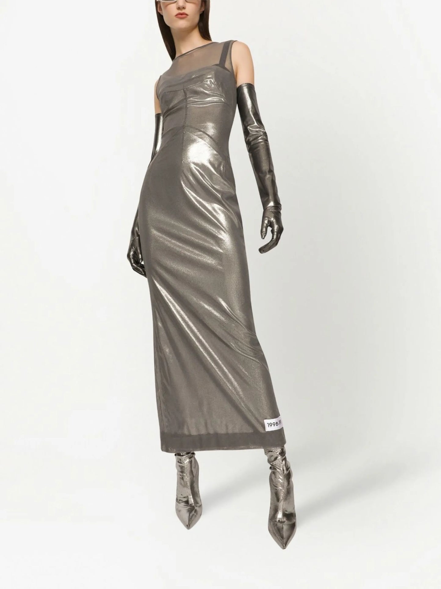 KIM DOLCEGABBANA metallic-finish ankle-length dress