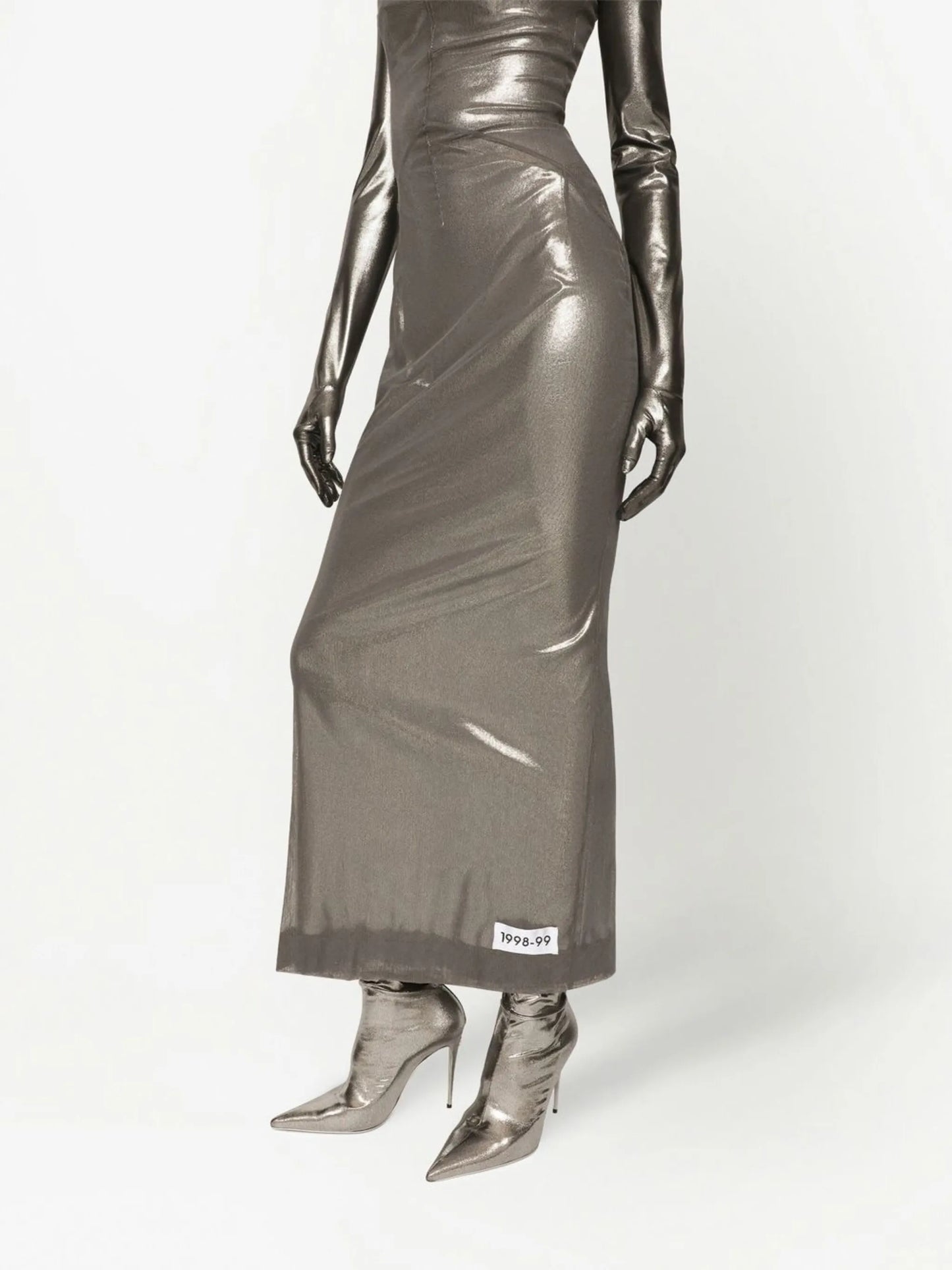 KIM DOLCEGABBANA metallic-finish ankle-length dress