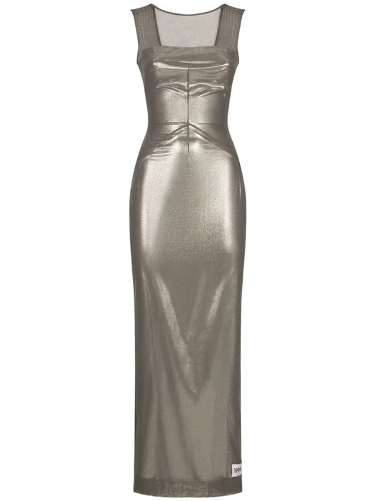 KIM DOLCEGABBANA metallic-finish ankle-length dress