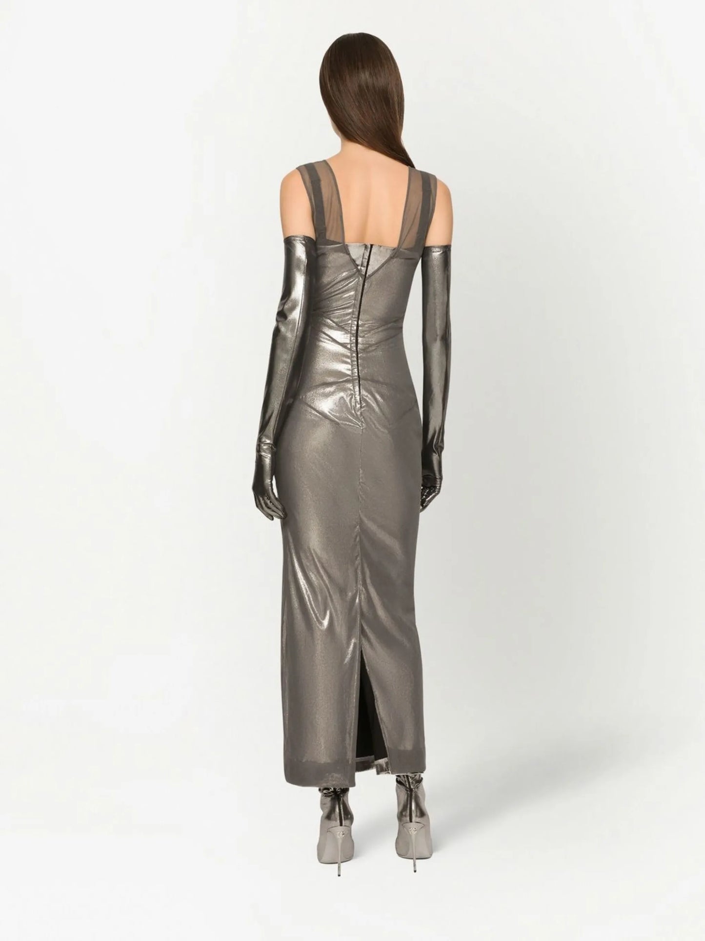 KIM DOLCEGABBANA metallic-finish ankle-length dress