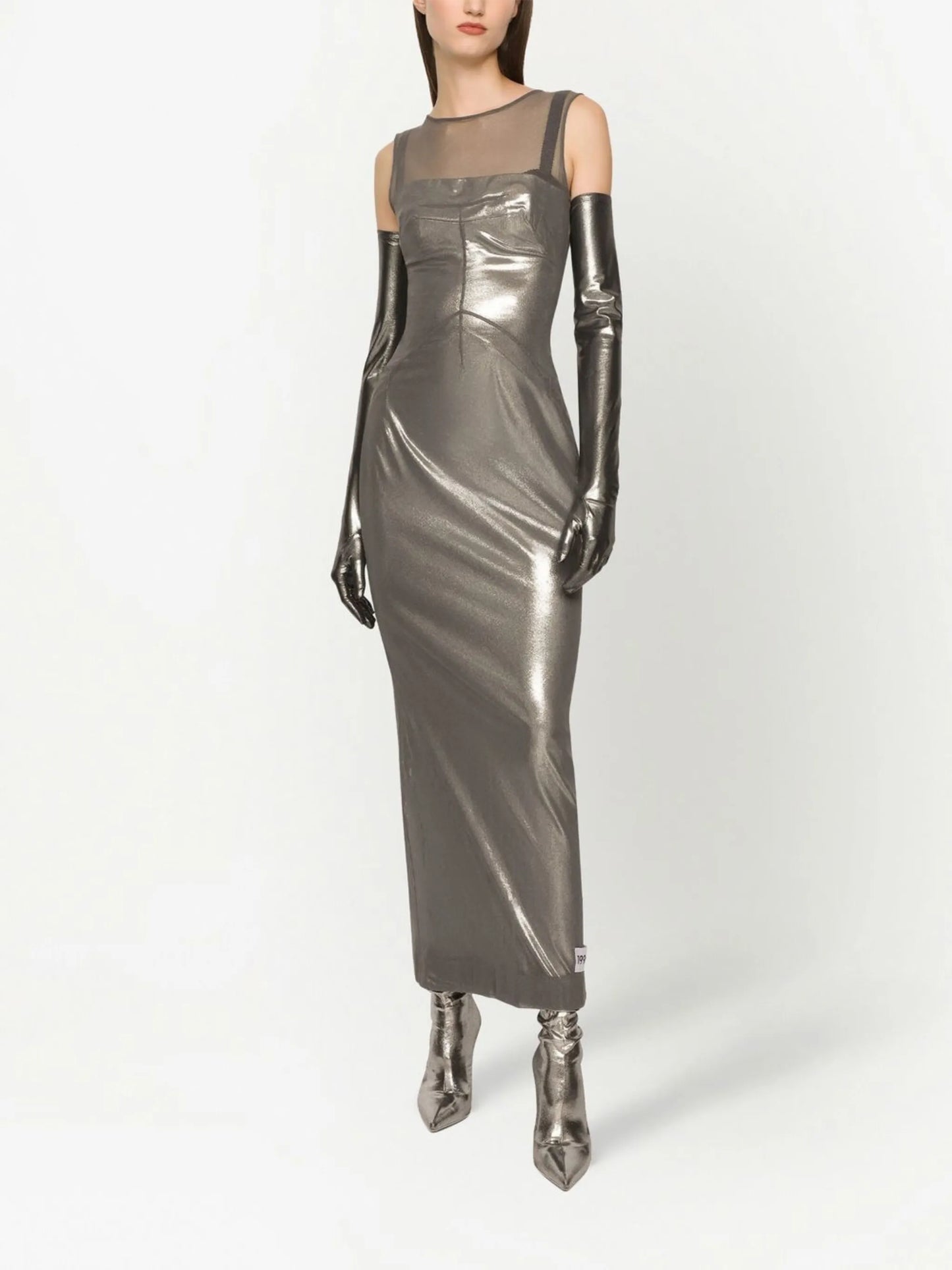 KIM DOLCEGABBANA metallic-finish ankle-length dress