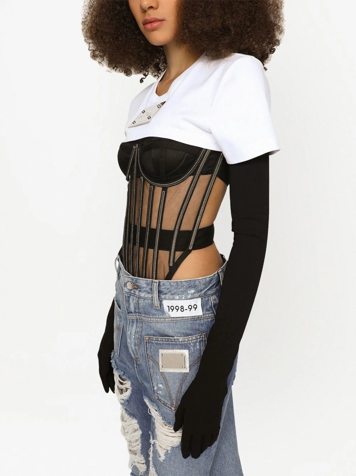 KIM DOLCEGABBANA tulle corset top