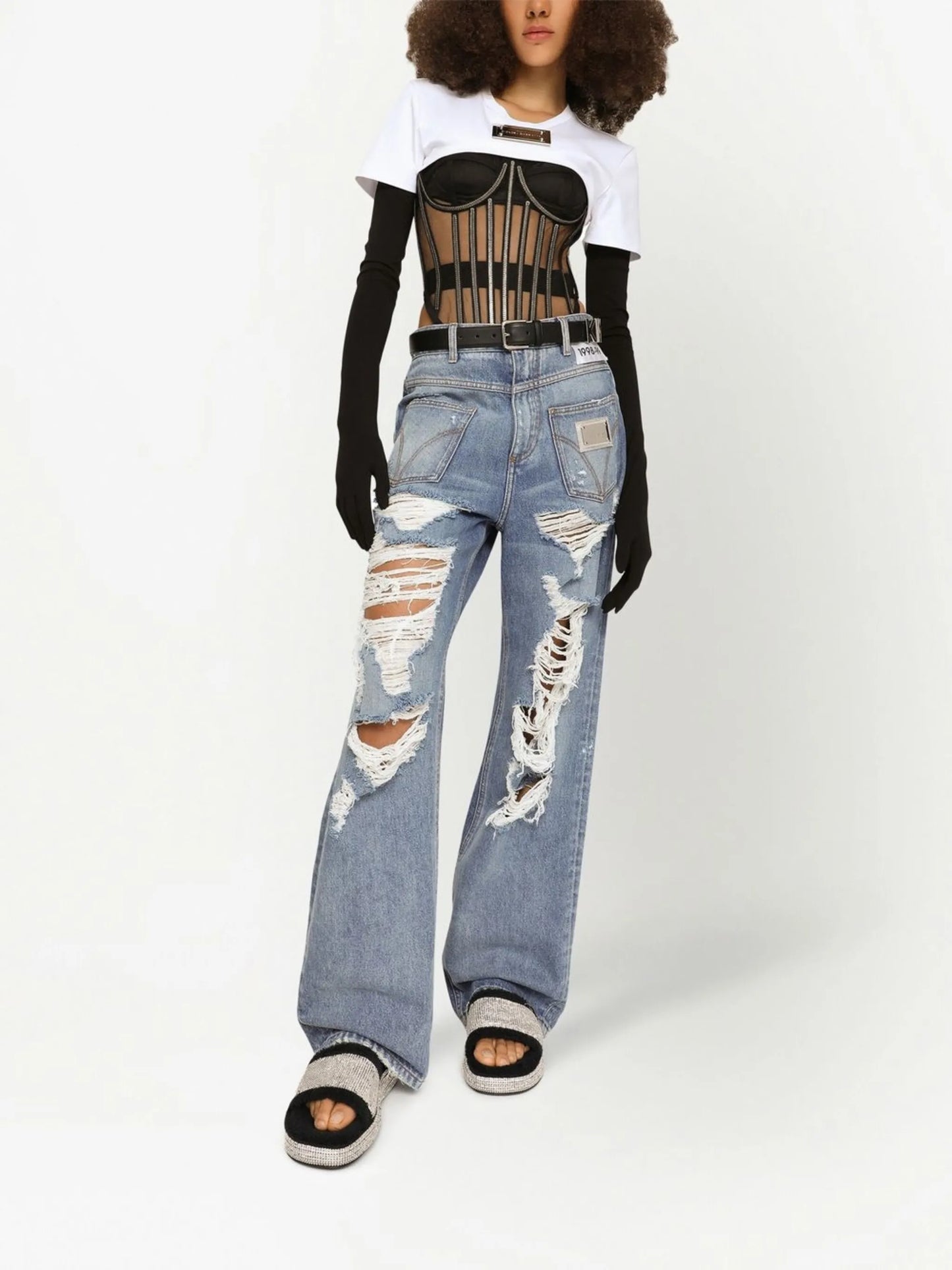 KIM DOLCEGABBANA tulle corset top