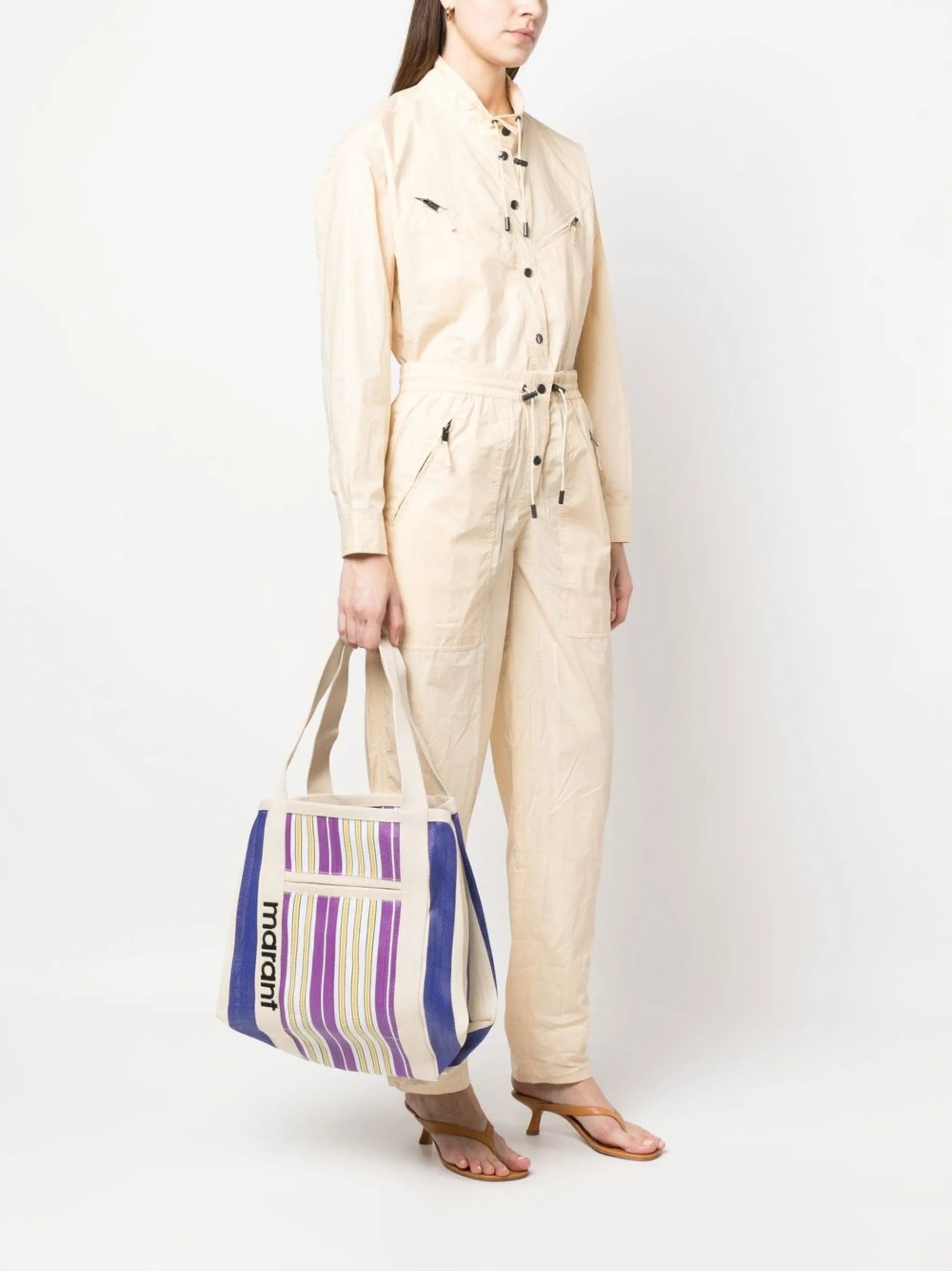Darwen stripe pattern canvas tote bag