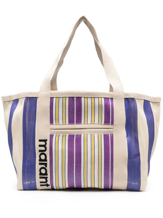 Darwen stripe pattern canvas tote bag