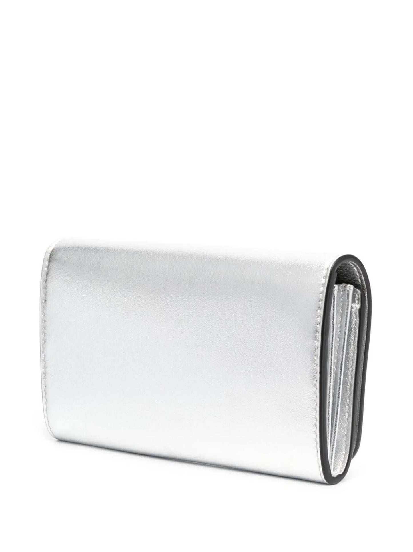 crystal-embellishment logo clutch bag
