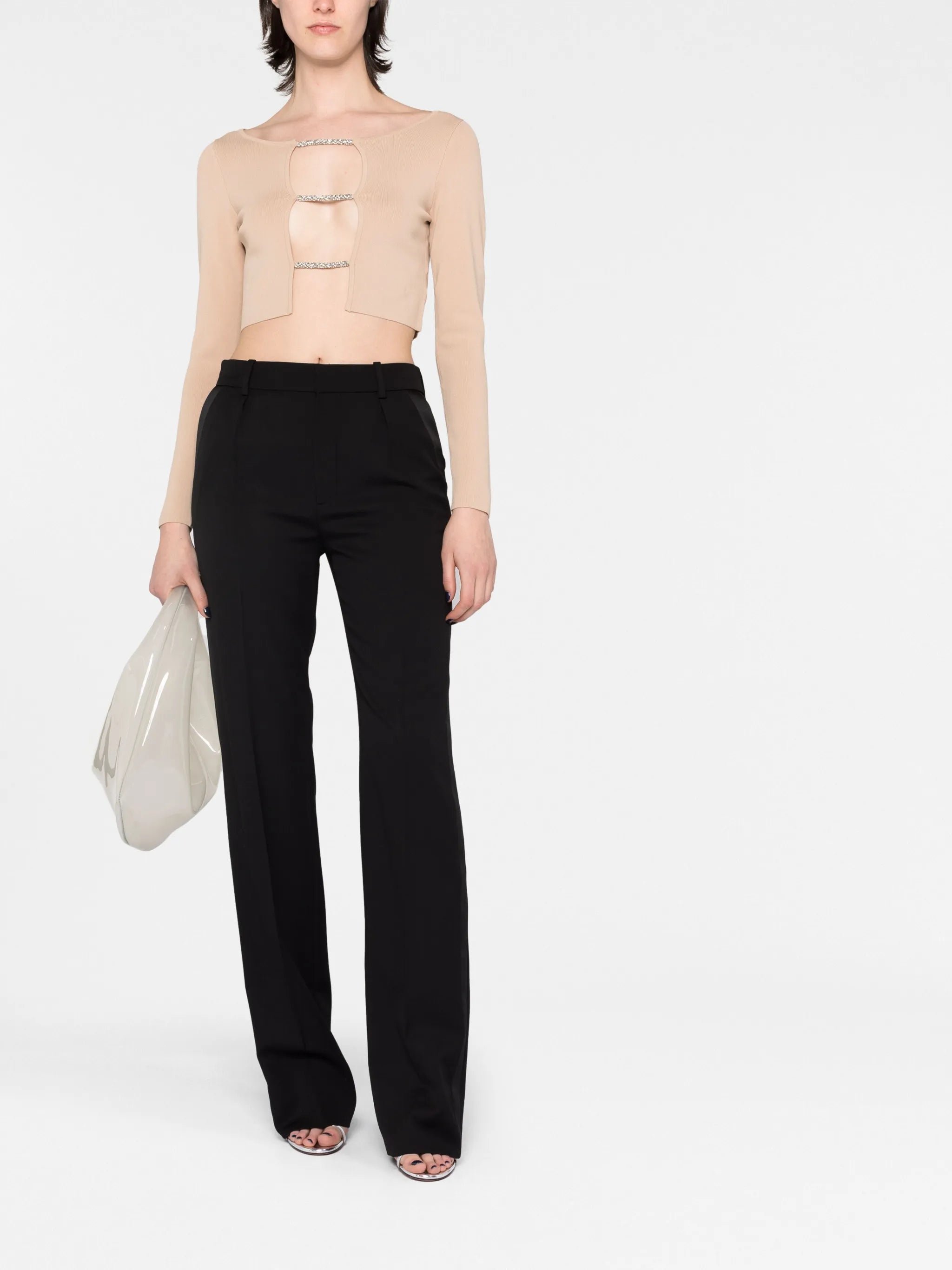 crystal-embellished strap-detail top