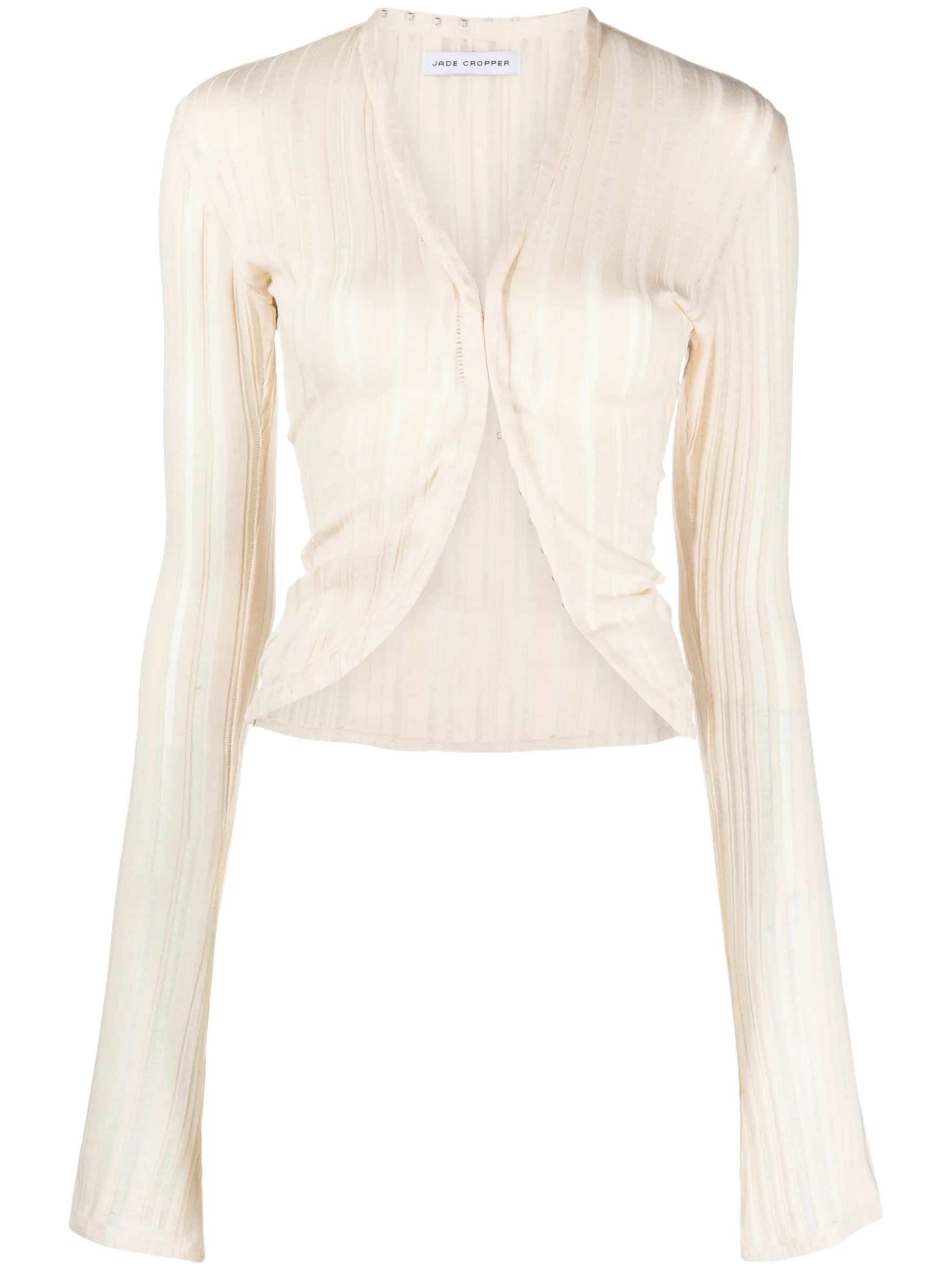 curved-hem ribbed cardigan