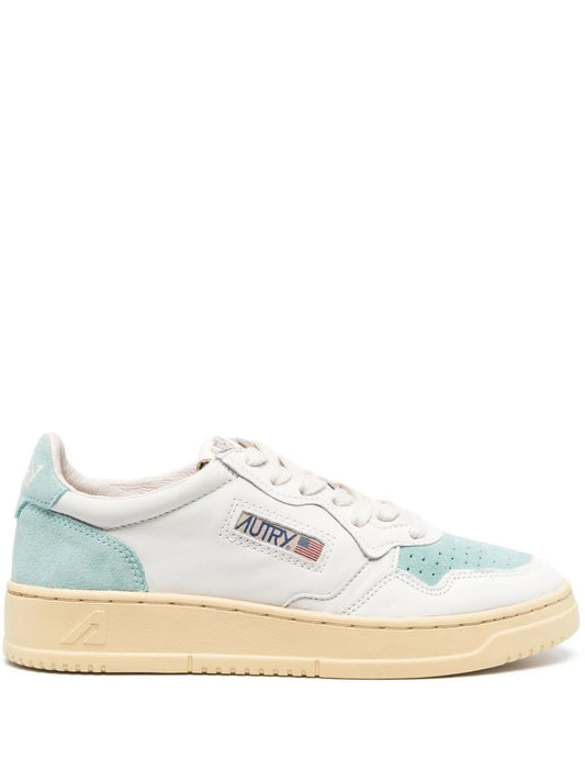 suede-panels lace-up sneakers