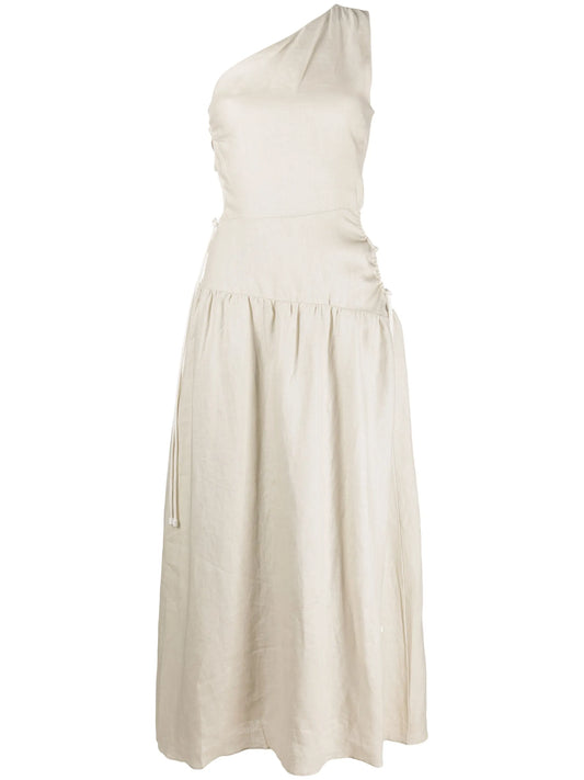 D'orsay off-shoulder linen maxi dress