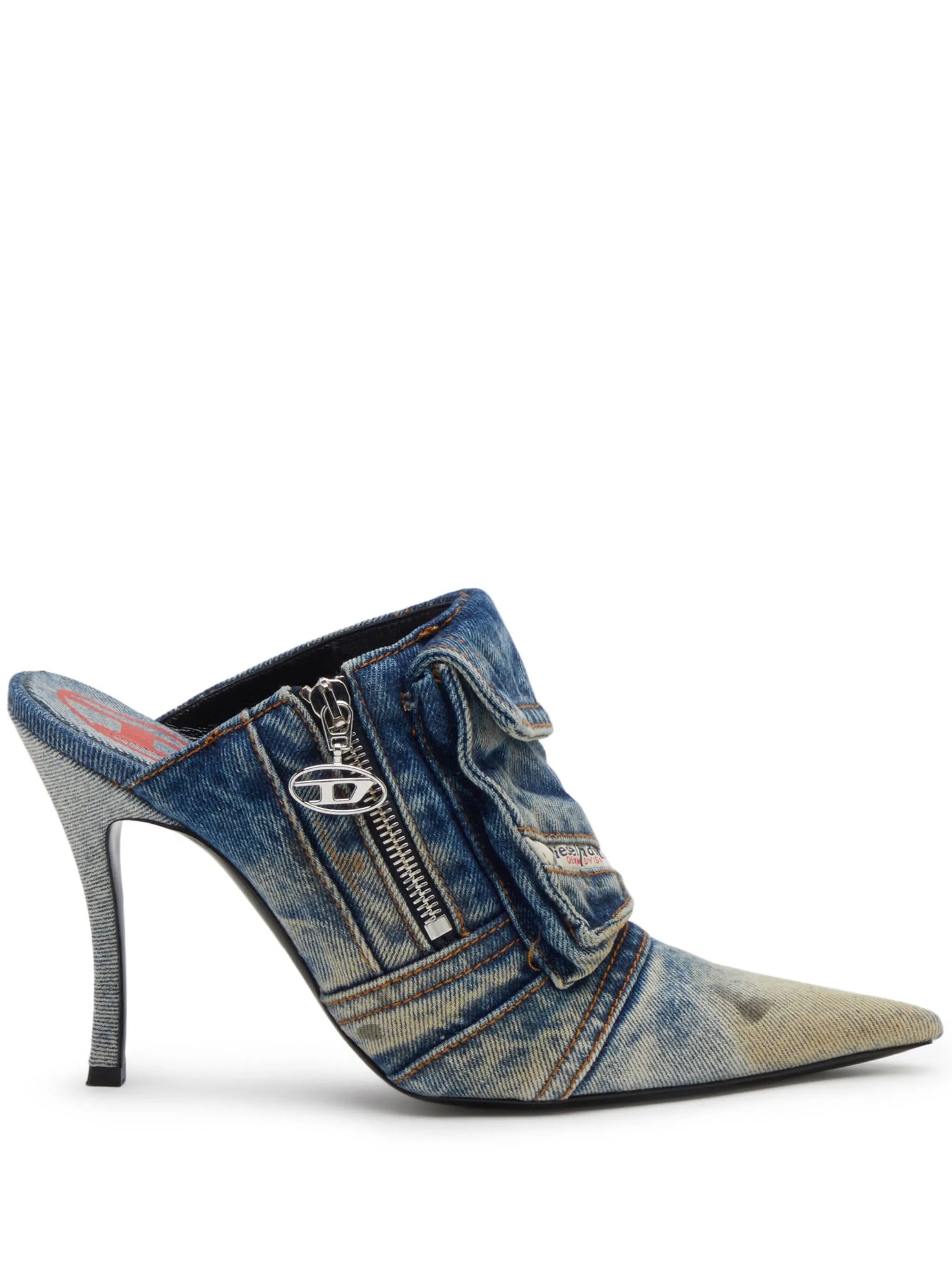D-Venus Pocket 100mm denim mules