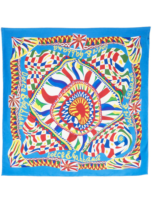 Carretto-print twill scarf