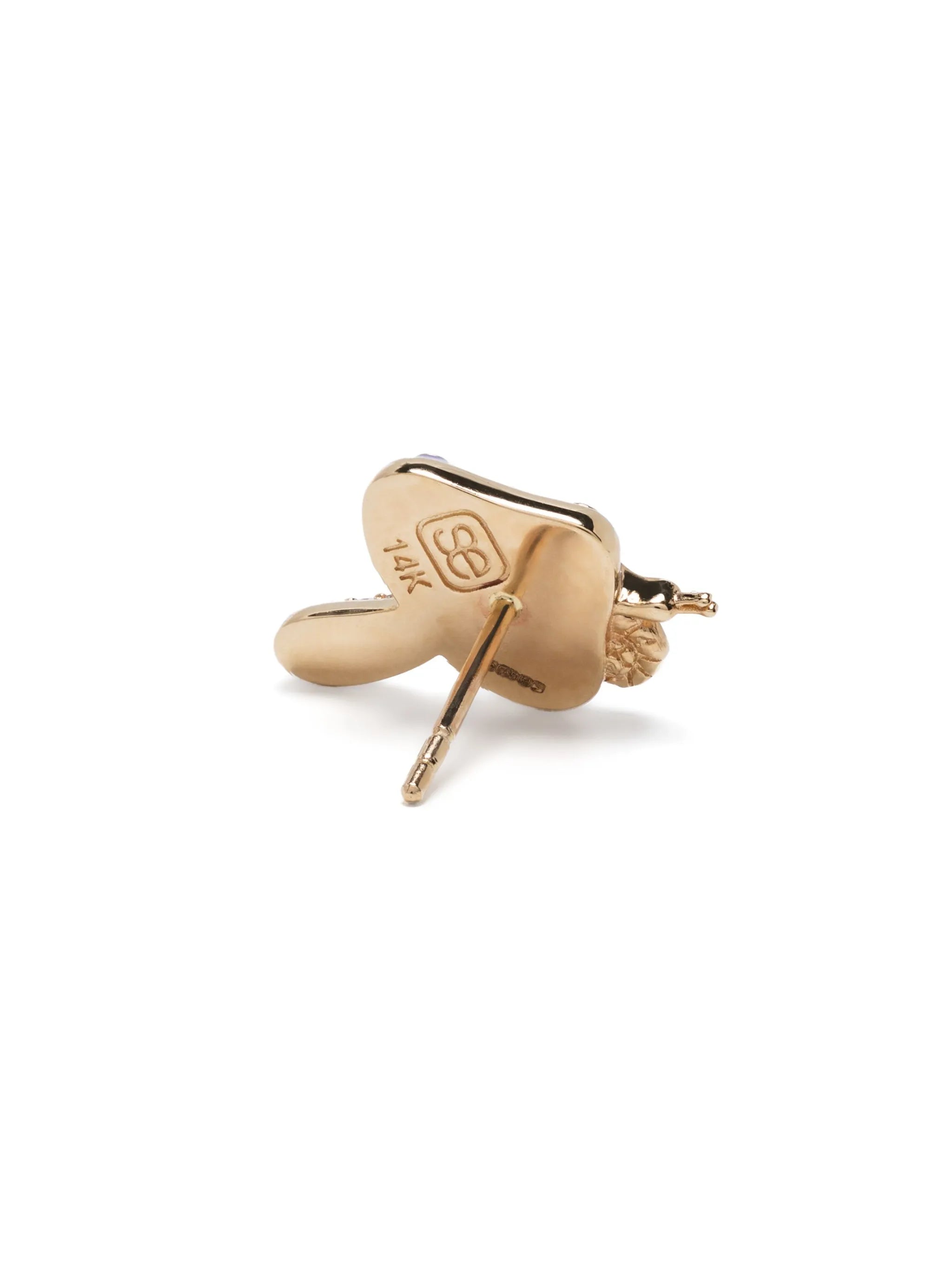 14kt yellow gold Celestial Mushroom diamond and enamel stud earring