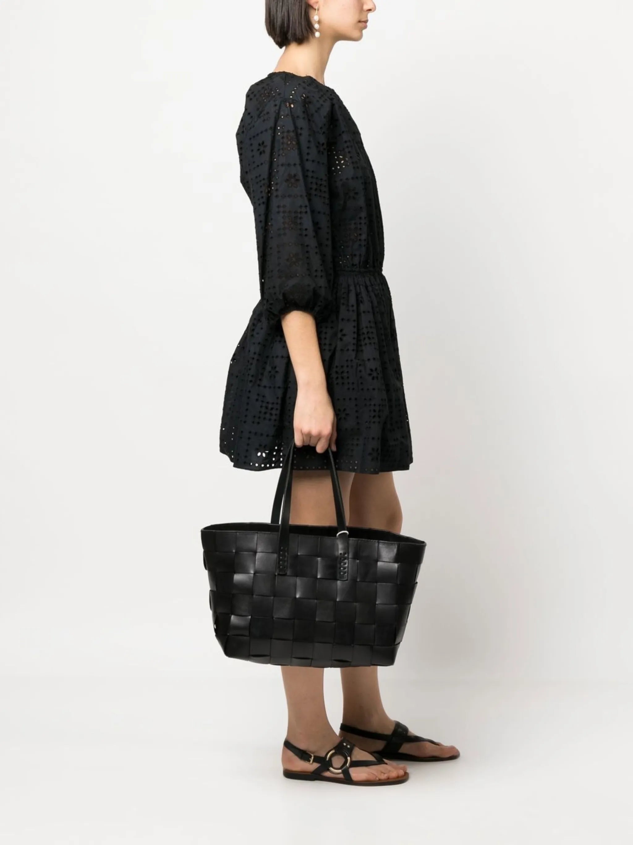 woven leather tote bag