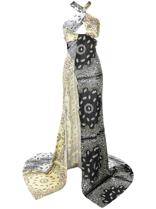 Dara bandana-print gown