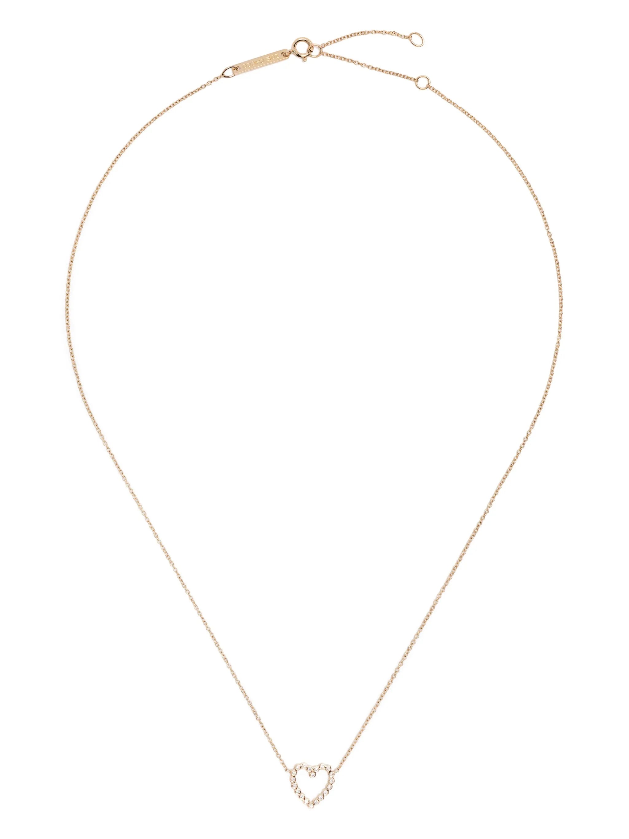 14kt yellow gold heart diamond necklace