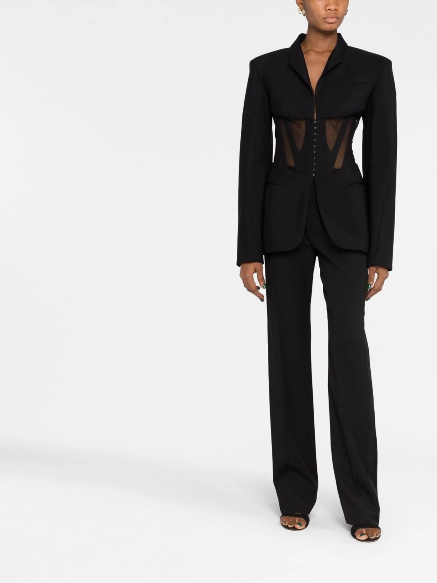 cutout-detail corseted blazer