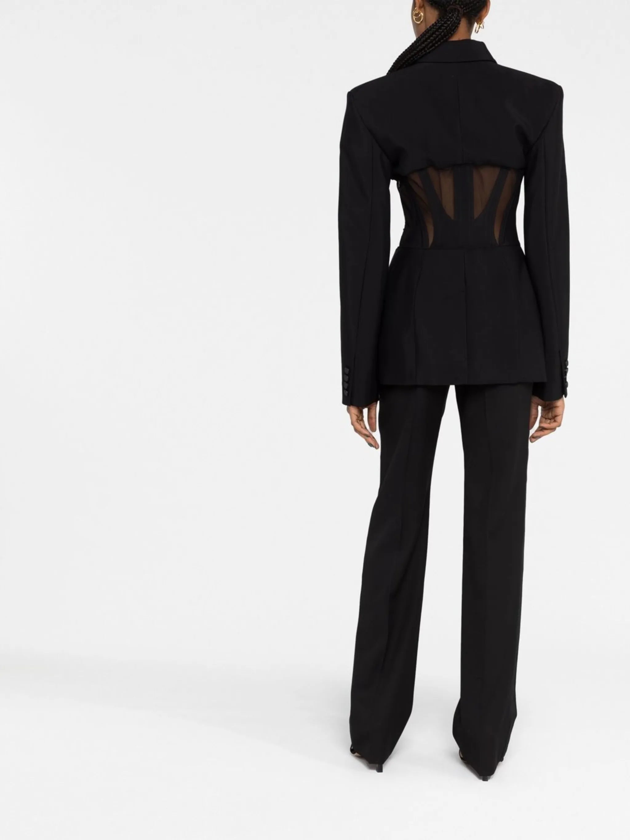 cutout-detail corseted blazer